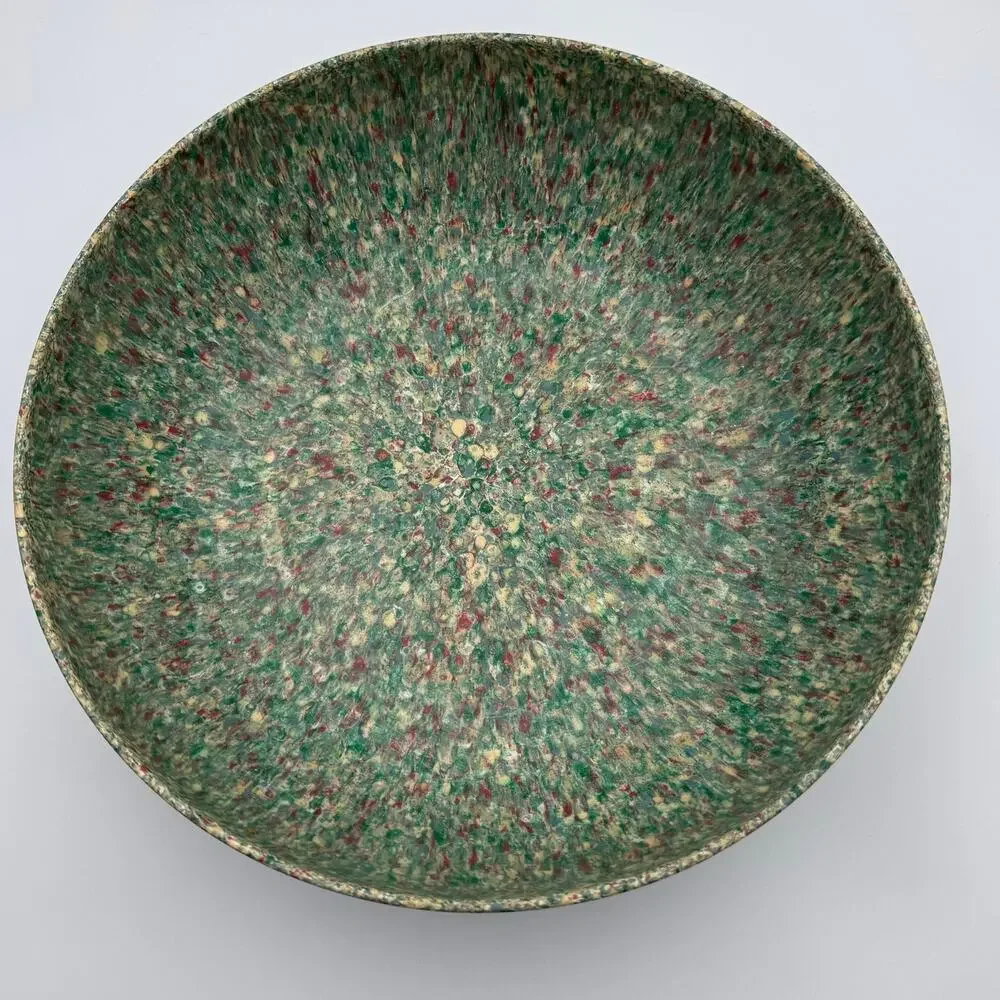 Vintage Green Confetti Melamine Mixing Bowl Speckled Melamac Salad Serving 11.5